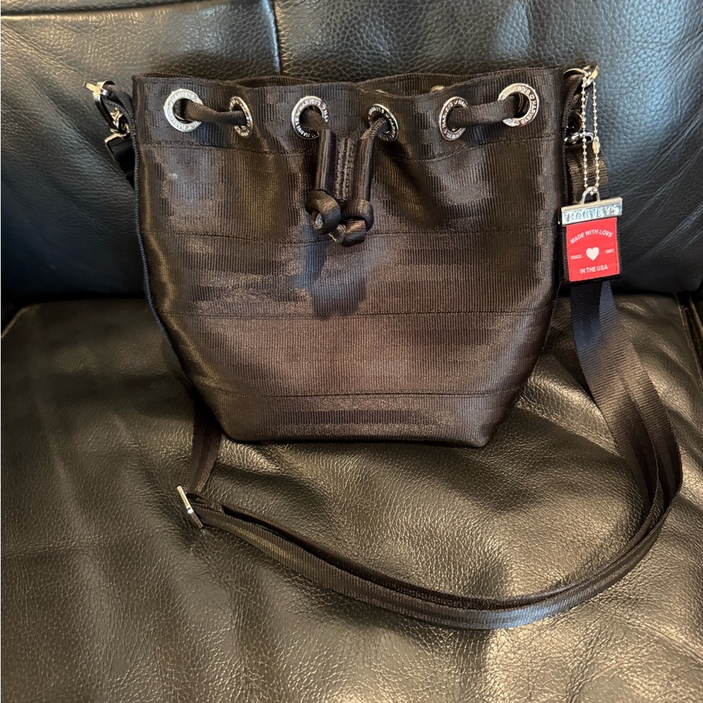 Black Harvey’s mini Parkhopper bucket bag